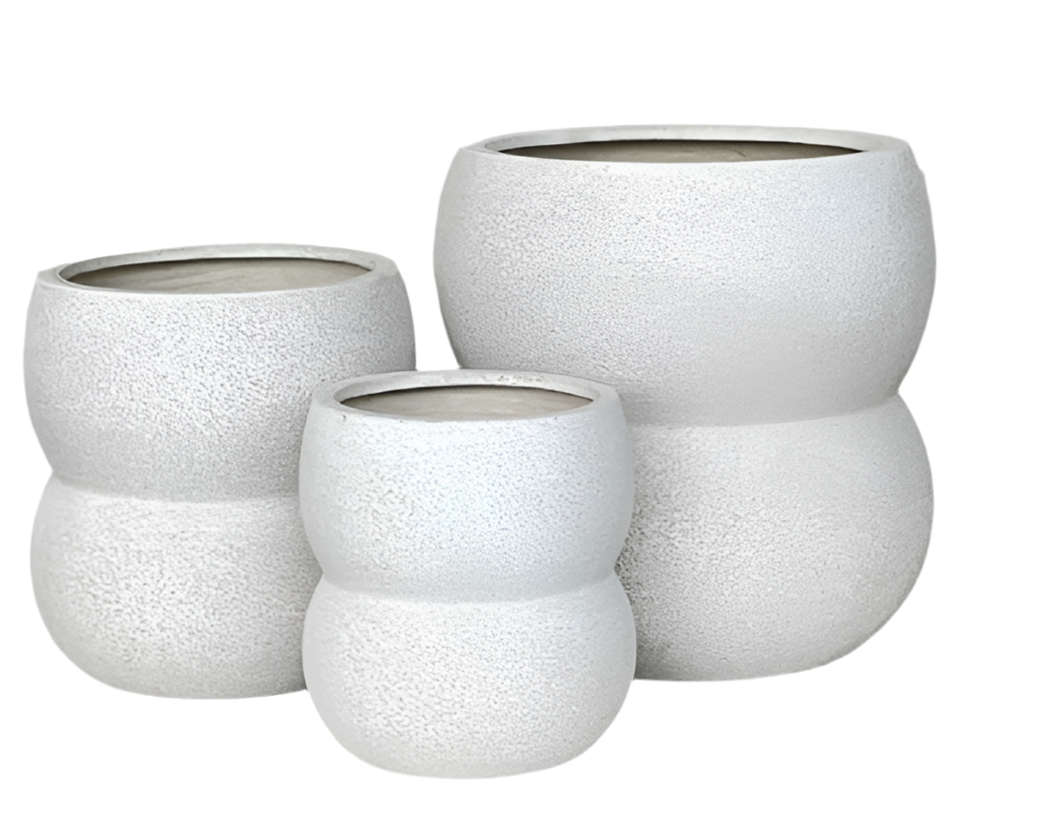 Saxon Curved Textured Pot - White