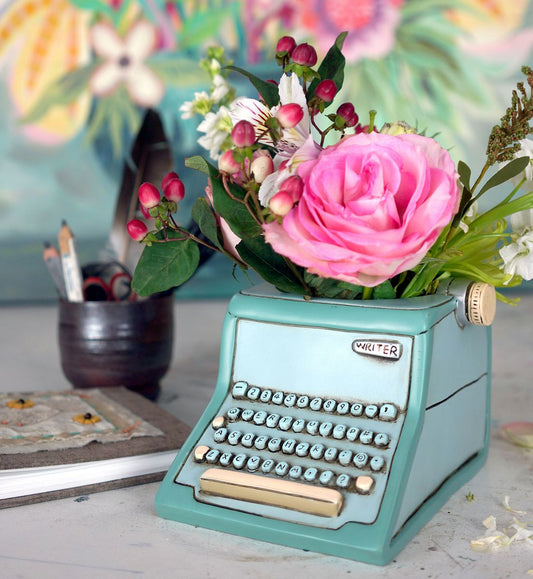 Allen Designs Typewriter Planter - Blue