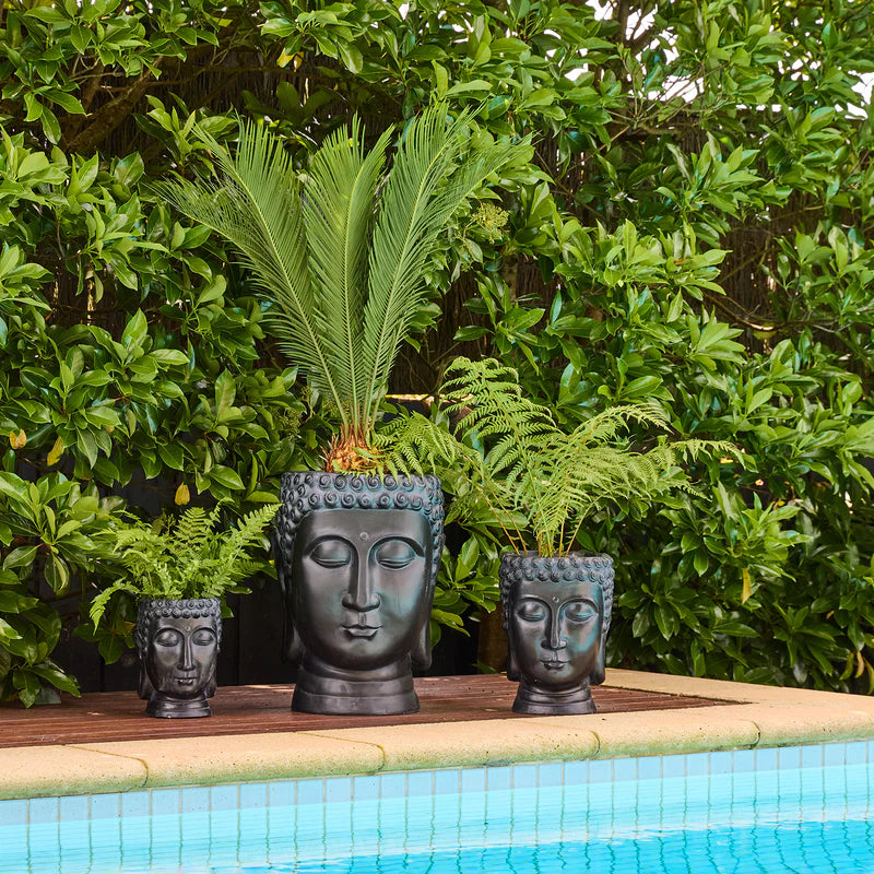 Balinese Head Planter - Black