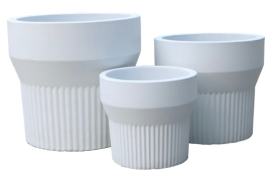 Cement Lite Tapered Cylinder Pot - White