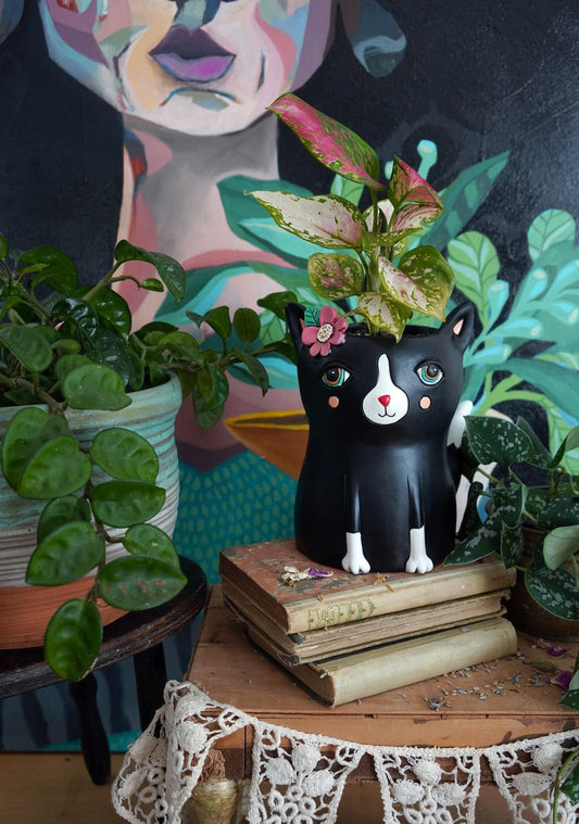 Allen designs - black cat planter