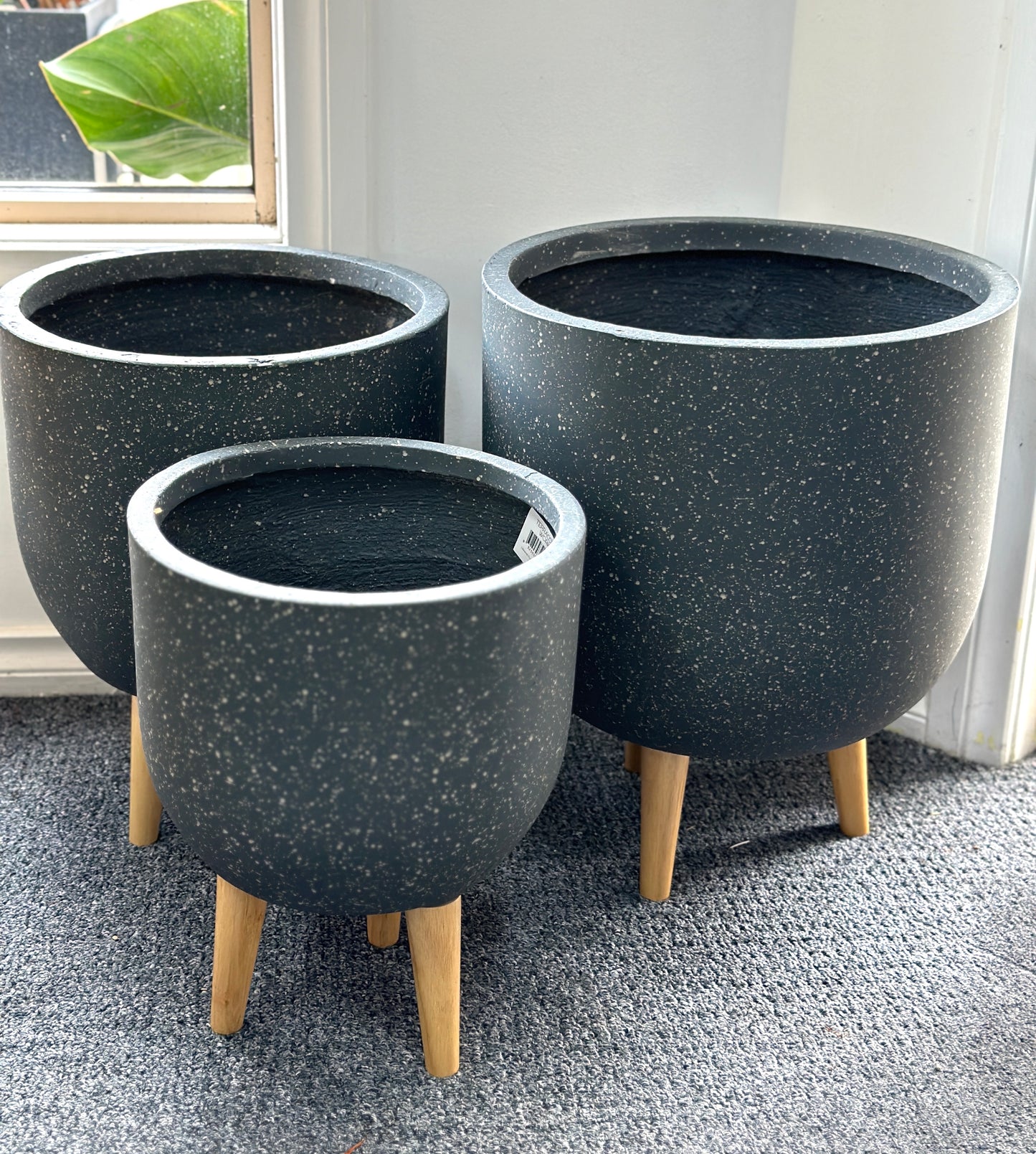 ‘Grey Speckled’ Footed Egg Plant Stand