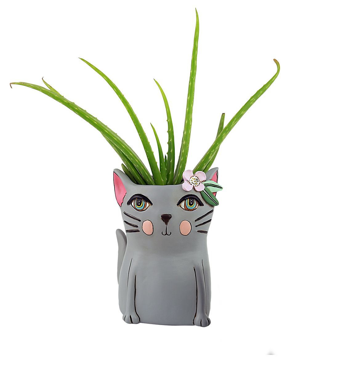 Allen Designs Pretty Kitty Grey Planter
