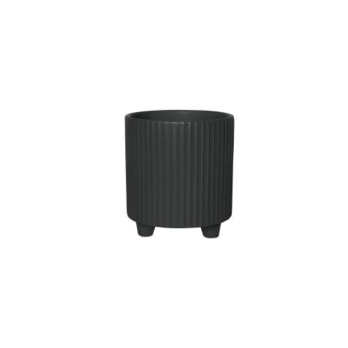 9cm Connor Footed Cover Pot - Black